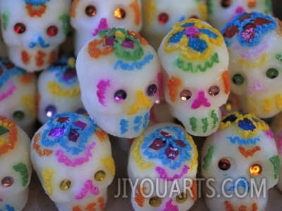 judith haden sugar skulls are exchanged between friends for day of the dead festivities oaxaca mexico