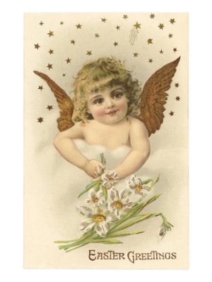 cherub with lilies