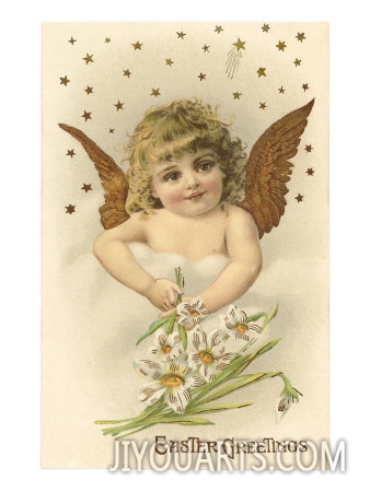 cherub with lilies