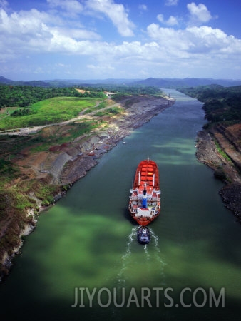alfredo maiquez high angle view of cargo ship on gaillard cut panama canal near gamboa gamboa panama