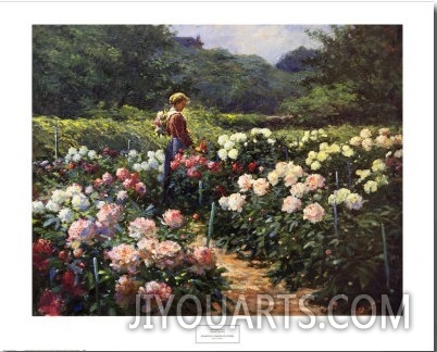 Woman in a Garden of Peonies