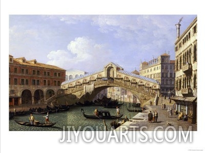 The Rialto Bridge Venice from the South with the Fondamenta Del Vin and the Fondaco Dei Tedeschi