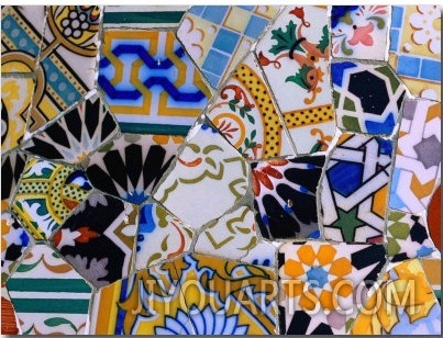 Detail of Tilework by Gaudi at Palau Guell, Barcelona, Catalonia, Spain