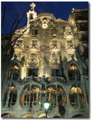 Exterior View of an Antoni Gaudi Building in Barcelona