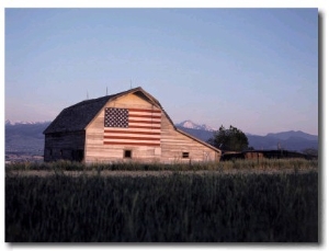 Barn with US Flag, CO