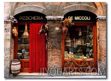 Bicycle Parked Outside Historic Food Store, Siena, Tuscany, Italy