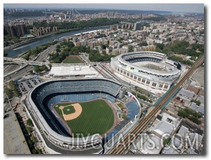 Old New York Yankees Stadium next to New Ballpark, New York, NY