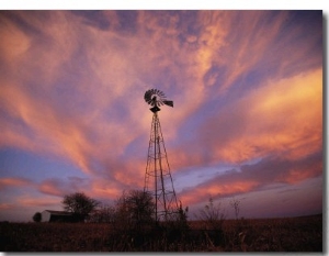 A Lone Windmill Dots the Prairie Landscape