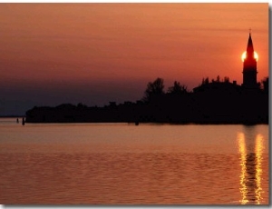 Sunset Over Poveglia Island and the Lagoon, Venice, Veneto, Italy