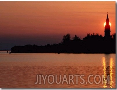 Sunset Over Poveglia Island and the Lagoon, Venice, Veneto, Italy