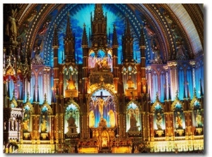 Interior of the Notre Dame Basilica of Vieux Montreal, Montreal, Quebec, Canada