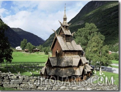 The Best Preserved 12th Century Stave Church in Norway, Borgund Stave Church, Western Fjords, Norwa