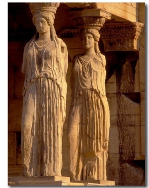 The Acropolis and Detail of Goddesses, Athens, Greece
