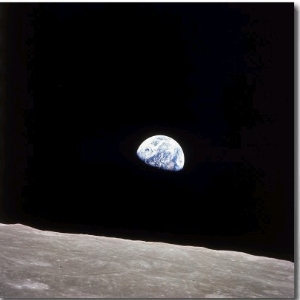 Apollo 8 View of Earth Rise over the Moon