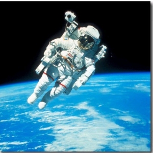 US Astronaut Bruce Mccandless Conducting Space Walk During Challenger IV Space Shuttle Mission