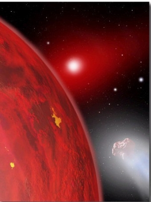 Red Dwarf Star Shines Feebly on a New Member of its Solar System as an Incoming Comet Passes