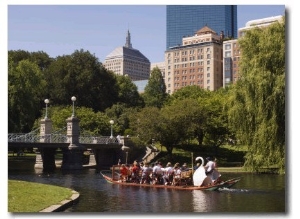 Lagoon Bridge and Swan Boat in the Public Garden, Boston, Massachusetts, United States of America