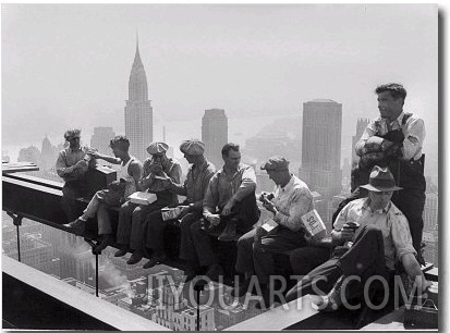 Construction Workers Take a Lunch Break on a Steel Beam Atop the RCA Building at Rockefeller Center