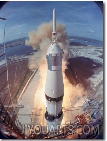 Saturn V Rocket Lifting the Apollo 11 Astronauts Towards Their Manned Mission to the Moon