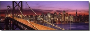 Bay Bridge Illuminated at Night, San Francisco, California, USA