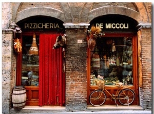 Bicycle Parked Outside Historic Food Store, Siena, Tuscany, Italy