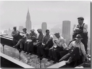 Construction Workers Take a Lunch Break on a Steel Beam Atop the RCA Building at Rockefeller Center