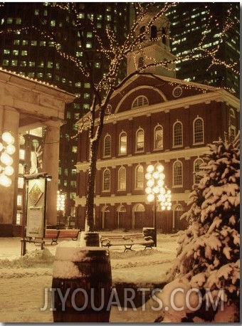 Faneuil Hall at Christmas with Snow, Boston, MA