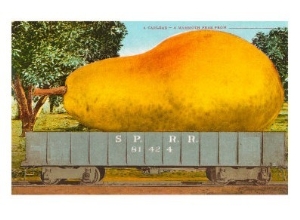 Giant Pear in Rail Car