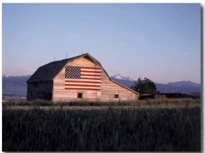 Barn with US Flag, CO