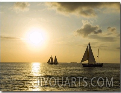 Sailboats at Sunset, Key West, Florida, USA