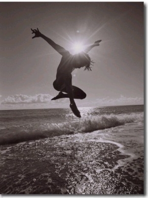 Silhouette of Dancer Jumping Over Atlantic Ocean