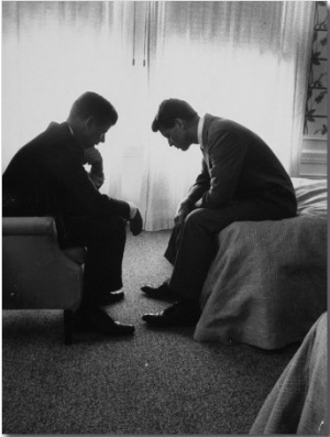 Presidential Candidate John Kennedy Conferring with Brother and Campaign Organizer Bobby Kennedy