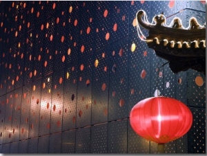 Beijing, Chinese New Year Spring Festival   Lantern Decorations on a Restaurant Front, China