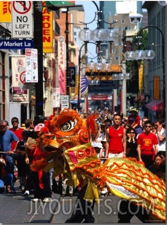 Dragon Dance During Chinese New Year, Chinatown, Melbourne, Victoria, Australia