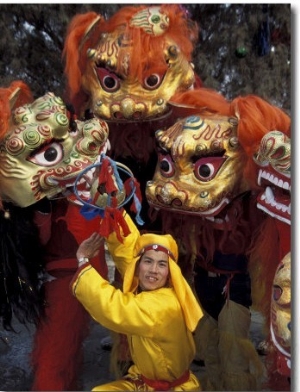 Lion Dance Celebrating Chinese New Year, Beijing, China