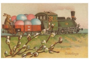 Easter Greetings, Locomotive with Eggs