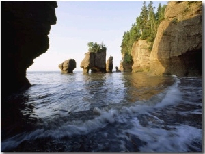 The Tide Flows Past Rock Formations in Rocks Provincial Park, Bay of Fundy, New Brunswick, Canada