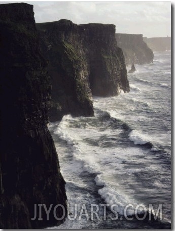 Waves Pound the Cliffs of Moher