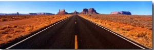 Empty Road, Clouds, Blue Sky, Monument Valley, Utah, USA