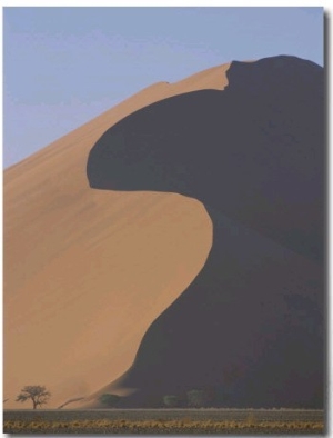 Giant Sand Dune Dwarfs the Desert Landscape