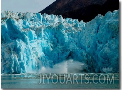 Blue Ice Calving Along Glacier Front of South Sawyer Glacier, Alaska
