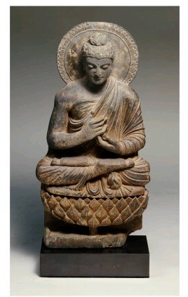 A Gandhara Grey Schist Figure of Buddha, 2nd Century