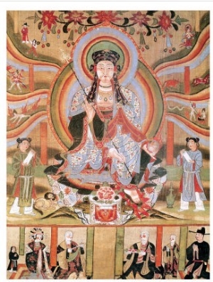 Buddhist Banner Depicting Dizang and the Six Roads to Rebirth, from Dunhuang (Painting on Silk)