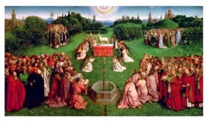 The Adoration of the Mystic Lamb, from the Ghent Altarpiece, Lower Half of Central Panel, 1432