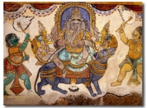 Frescoes on Walls of Inner Courtyard, Brihadishwara Temple, Thanjavur, India