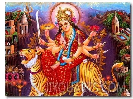 Image of Durga on Her Tiger, India