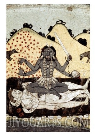 The Goddess Kali Seated in Intercourse with the Double Corpse of Shiva, 19th Century, Punjab
