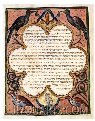 Page from a Hebrew Bible with Birds, 1299
