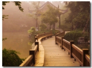 Footpath and Pavillon, West Lake, Hangzhou, Zhejiang Province, China, Asia