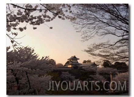 Sunset, Cherry Blossom, Kanazawa Castle, Kanazawa City, Ishigawa Prefecture, Honshu Island, Japan